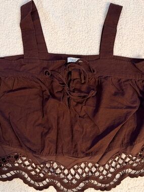 Brown Crochet-Hem Tank Top
